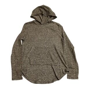Free For All Hoodie Womens Small Grey Marled Knit Pullover Curved Hem Casual